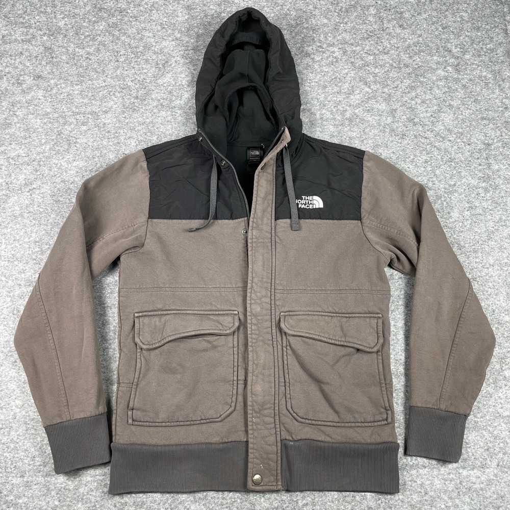 The North Face Jacket Mens Small Brown Black Balaclava Hooded Cargo Full Zip
